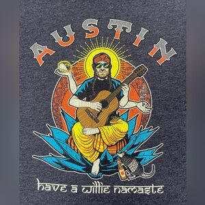 Austin Texas Vibes W Willie Nelson “Have a Willie Namaste” Tee Men’s Large